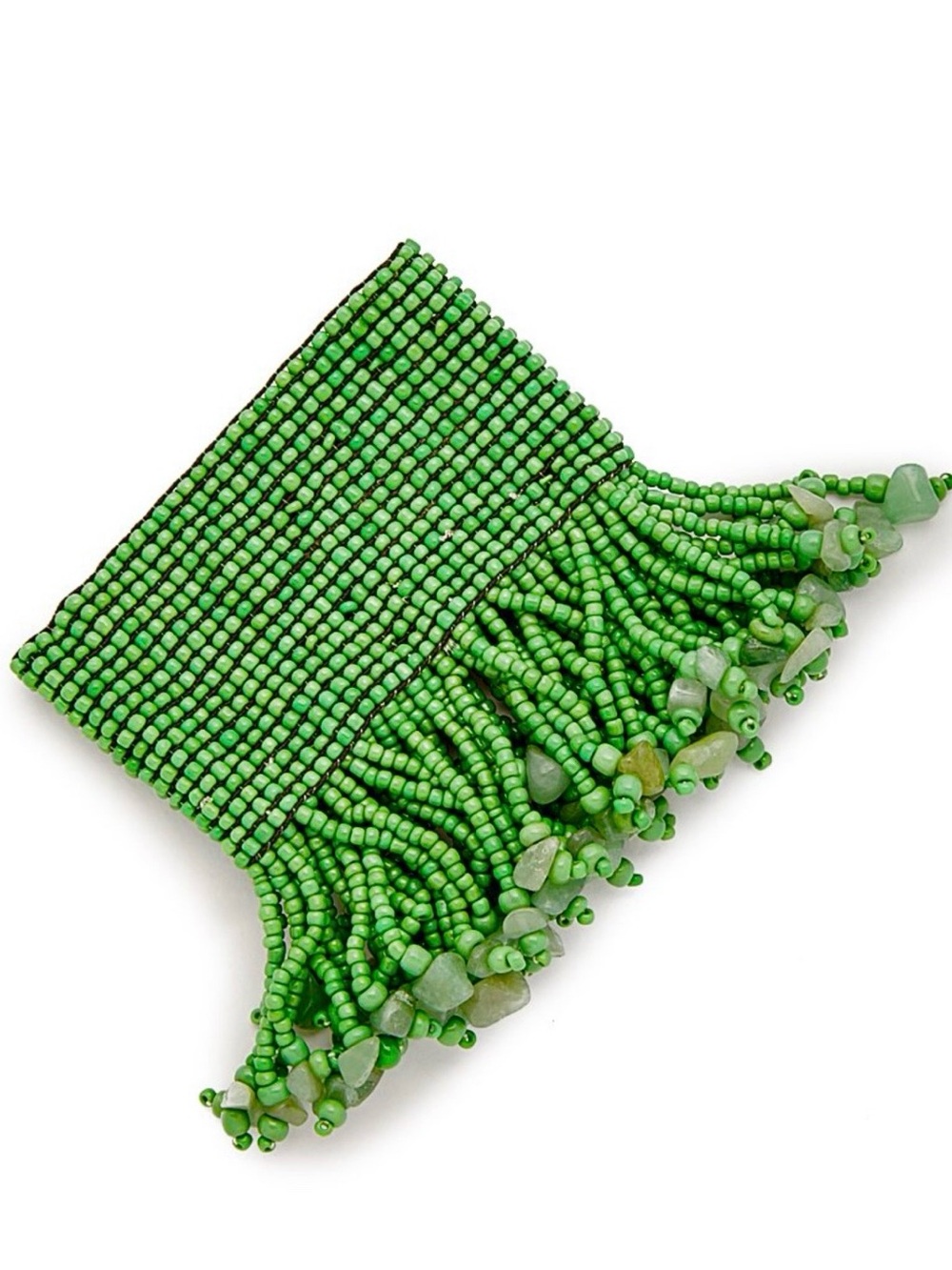 Green Beaded Fringe Wristlet Cuff Bracelet. ✨ Chic, fun, sassy piece. 💚
